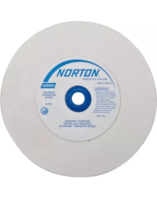 Norton 60 Grit Aluminum Oxide Bench & Pedestal Grinding Wheel 8" Diam x 1" Hole