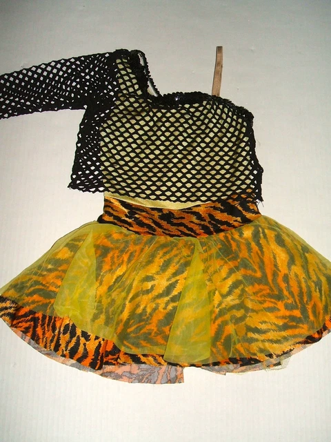 Creations by Cicci Dance Costume Child M Yellow Black Tiger Mesh Jazz Tap