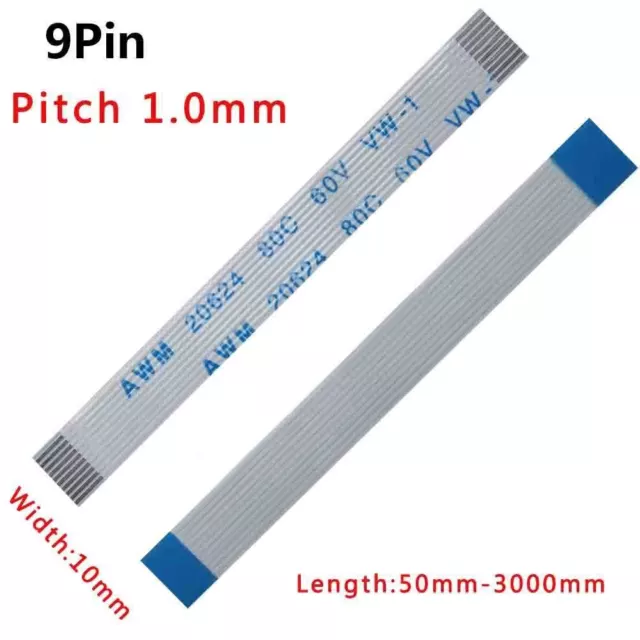 Pitch 1.0mm 9-Pin 9P FFC/FPC 20624 Flexible Flat Cable 50mm-3000mm Width:10mm