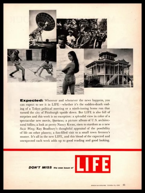 1960 Life Magazine Nancy Kwan Suzie Wong Kirk Douglas Spartacus Vintage Print Ad