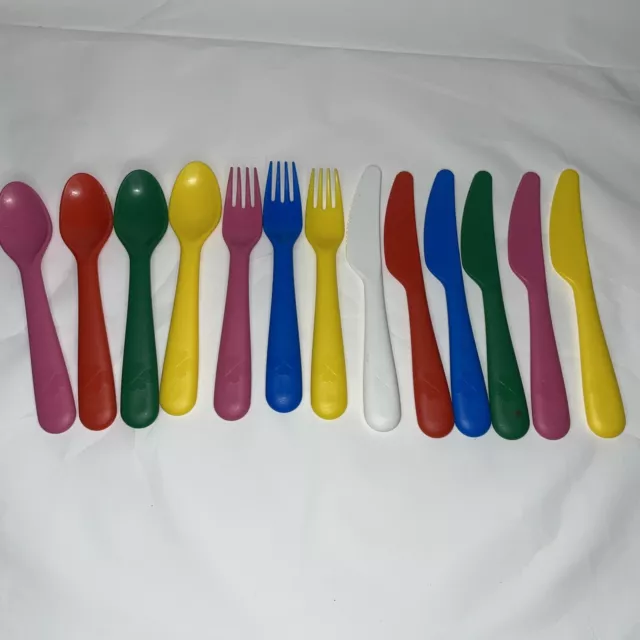 Lot IKEA Kalas Kids Plastic Multi-Color Tableware Kitchen Ware knife spoons fork