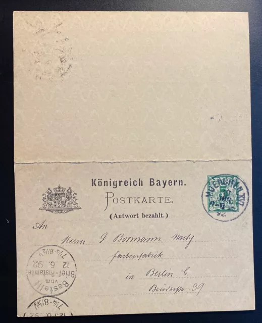 Altdeutschland Bayern Ganzsache Postkarte Mi. P 42/01 gestempelt MUENCHEN XVI