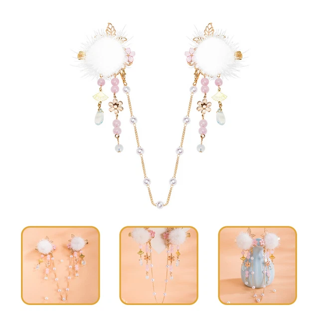 Clip pom per capelli nappa cinese stile antico ornamento fronte
