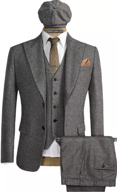 Mens 3 Piece Suit - British - Bespoke - Tweed  - Peaky Blinders - Weddings