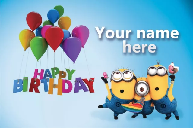 Personalised MINIONS Boy Children Birthday PVC Banners Outdoor Indoor Printed