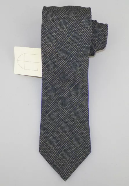 DOLCEPUNTA Mens Navy Beige PLAID Self-tipped Handmade Wool Tie Italy NWT 2