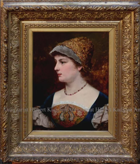BODENMÜLLER (attr.) "Frau in historischer Tracht" Ölbild von ca 1890 mit Rahmen