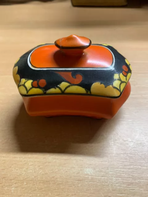 Rare Art Déco Orange Meuble-Lavabo 8cm-LONG Céramique Bibelot Théière D Bouchon