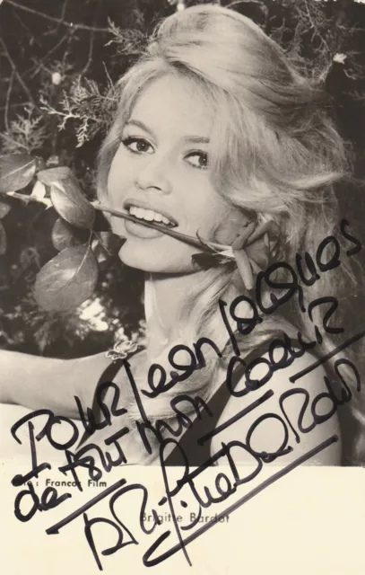 BRIGITTE BARDOT Signed Célébrity - Autograph Original Authentic / Carte Vintage.