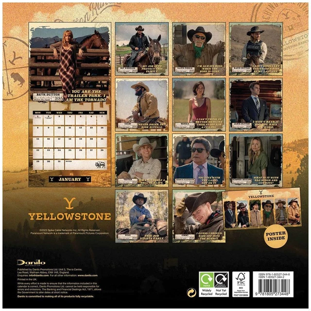 YELLOWSTONE SQUARE CALENDAR 2024 £11.40 PicClick UK
