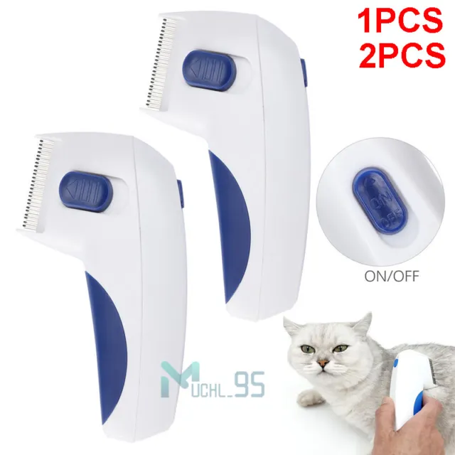 2PCS Pet Cat Dog Electric Flea Zapper Lice Remover Hair Flea Comb Grooming Brush 2