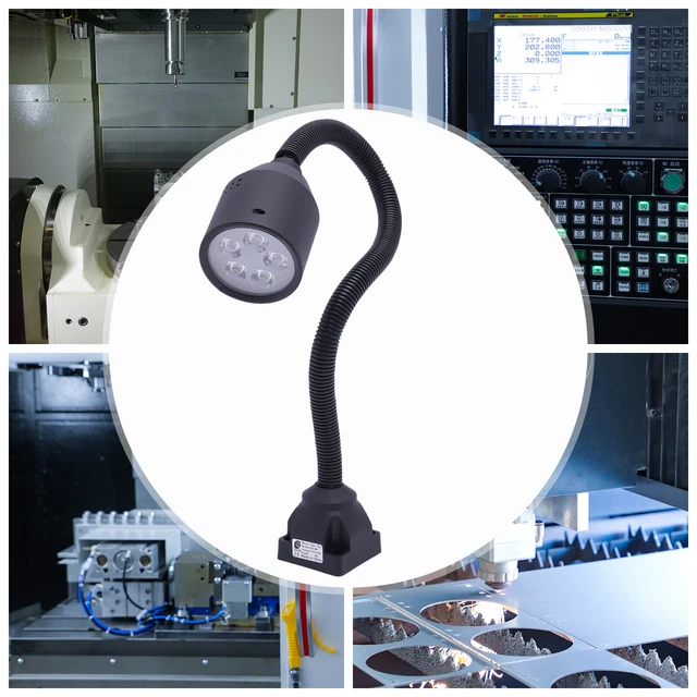 220V 5W LED CNC Lathe Machine Work Light Flexible Gooseneck Arm Lamp