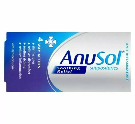 Anusol 4 WAY ACTION 12 Suppositories  - Haemorrhoid Piles Soothing Pain Relief