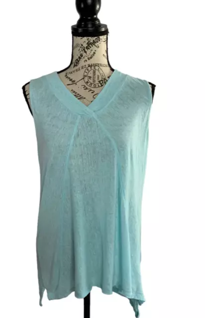 Willi Smith 100% Linen Blouse Sleeveless Mint Green Women's Medium