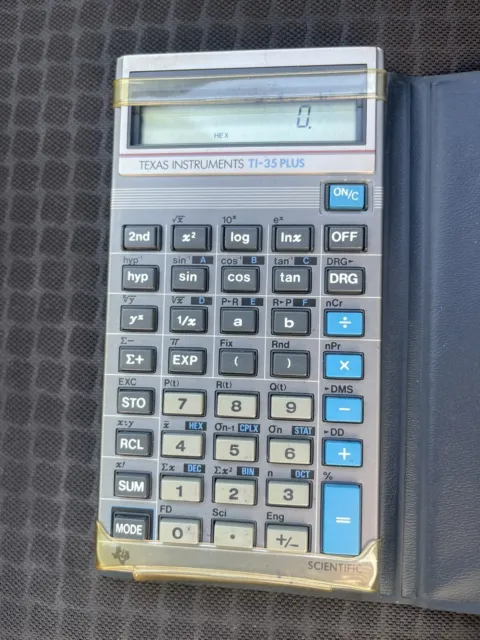 Vintage Texas Instruments TI-35 Plus Scientific Calculator, Case,