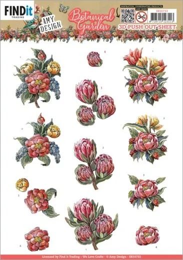 Hoja punchout Find It Trading Amy Design - Protea roja, jardín botánico