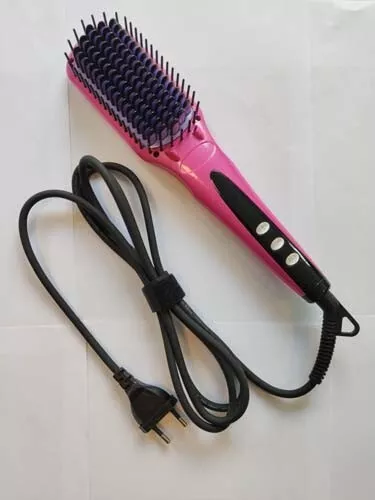 Hair Straightening Brush 2 in 1 Ionic Hair Straightener Brush 16 Heating Setting