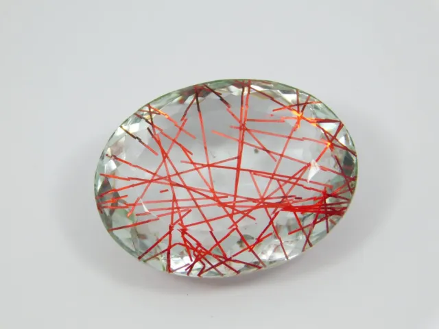 Certified 47.10 Ct Natural Red Rutilated Quartz Oval Cut Loose Gemstone