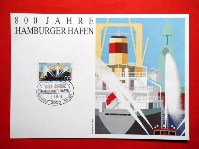 Beleg Ersttagsblatt BRD 1989 800 Jahre Hamburger Hafen Mi. Nr. 1419 FDC-Stempel