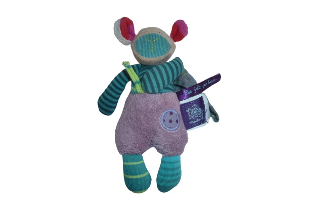 Doudou mouton attache tétine Les jolis pas beaux Moulin Roty