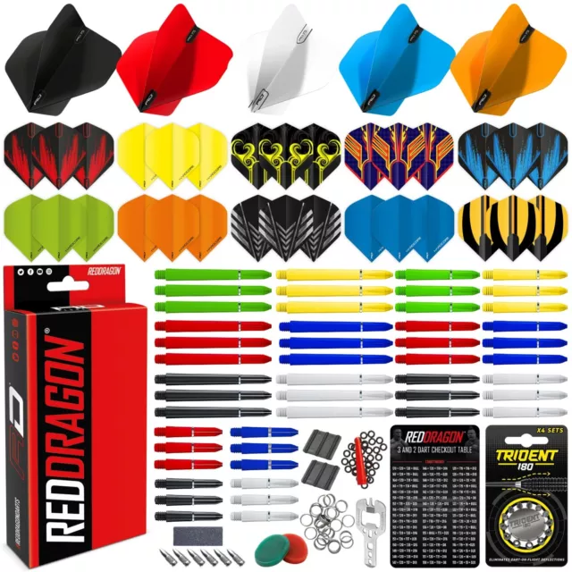 RED DRAGON Darts Accessory Pack 200 Pieces - Stems,Checkout,Tool,Sharpener,Wax