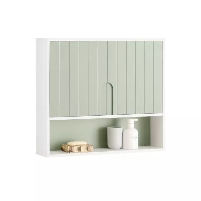 SoBuy BZR140-GR Armario de Pared para Baño con 2 Puertas 60 x 15 x 54 cm ES