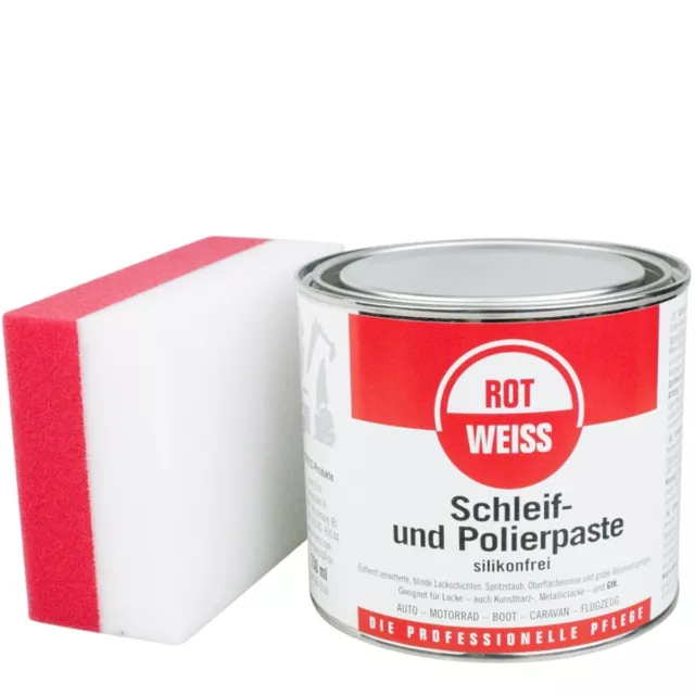 (EUR25,99/L) ROTWEISS Schleif und Polierpaste 750 ml inkl. DFT Schwamm