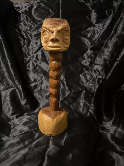 Vintage 1983 Hand Carved Solid Wood 13” Bahamas Native Head Primitive Folk Art