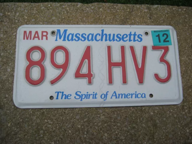 American Massachusetts Mar 2012 The Spirit Of America #894 Hv3 Rare Number Plate