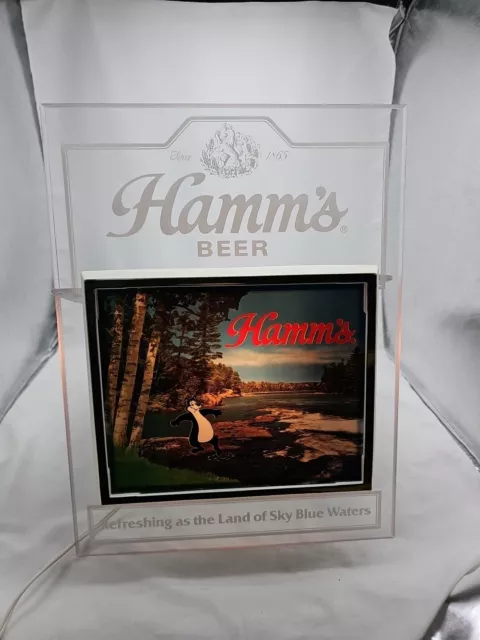 VINTAGE 1980’s HAMMS BEER LIGHT UP SIGN BEAR DIPPING HIS TOES IN THE COLD RIVER