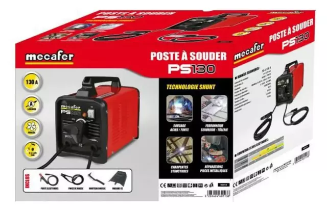 Poste à souder MMA Shunt Soudeuse à L'arc MECAFER 130A Soudure jusqu’à 3,25 mm