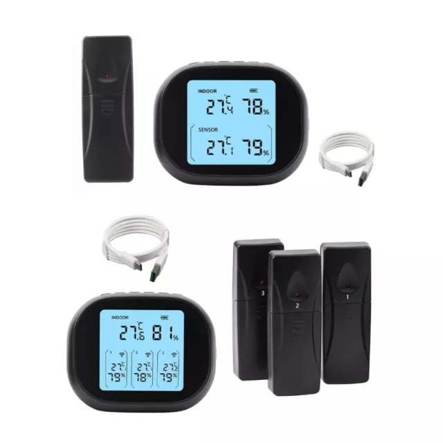Refrigerator Thermometer 2 Sensor Wireless Digital Temp Display Alarm  In/Outdoor