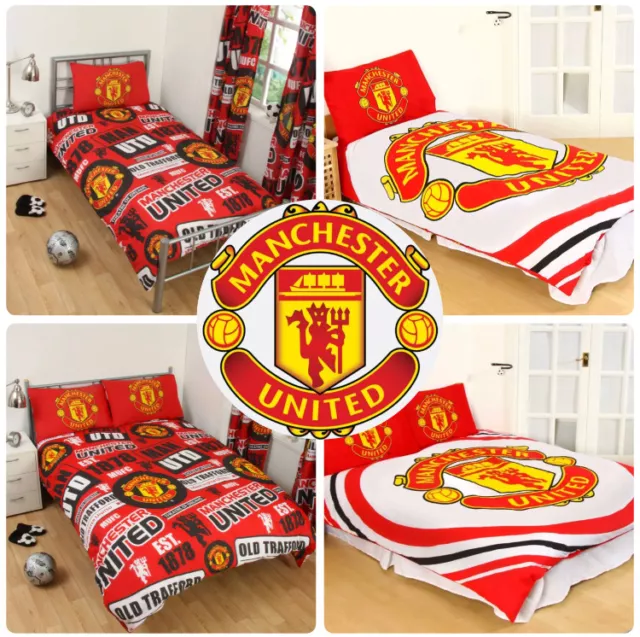 Manchester United FC Duvet Cover Football Bed Set Single Double Kids Adults