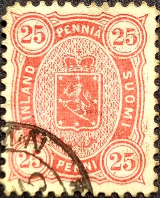 FINLAND 1881 Scarce 25p Used Stamp Perf. 12 1/2 as Per Photos. Cat Value $100.00