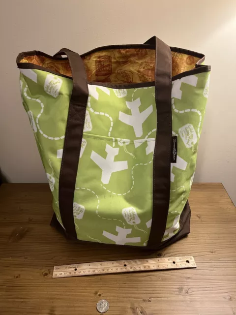 Samantha Brown Large Tote with pouch insert Lime Green airplane travel NWOT RARE