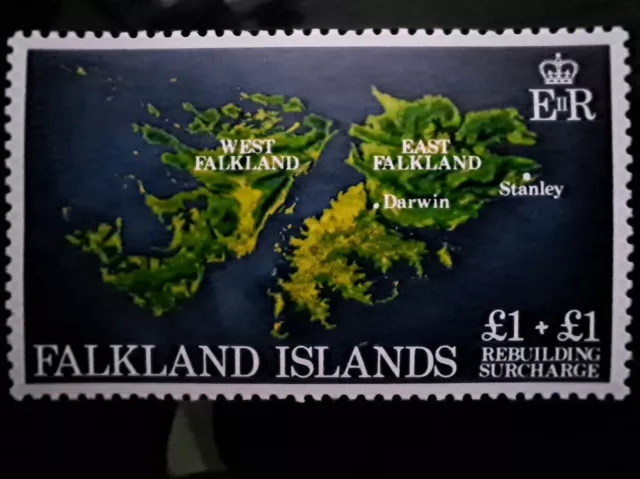 Falkland Islands One Pound + £1 Large Stamp 1982 Rebuilding Fund