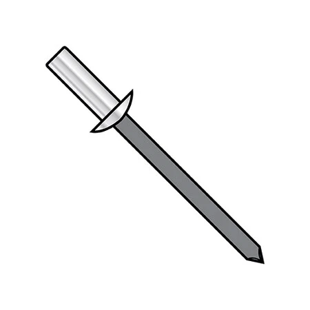 ZORO SELECT ADSC612 Blind Rivet, Domed Head, 3/16 in Dia., 1.026 in L, Aluminum