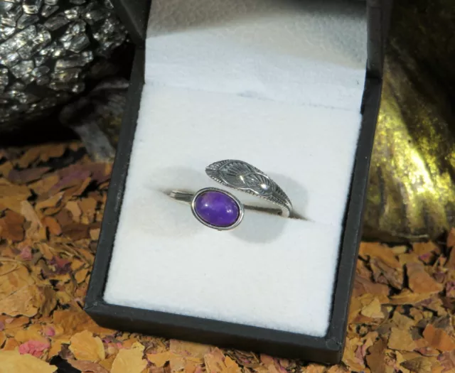 RARE! Natural Part Gel Violet Sugilite 6x8mm cabochon silver adjustable ring 🔮