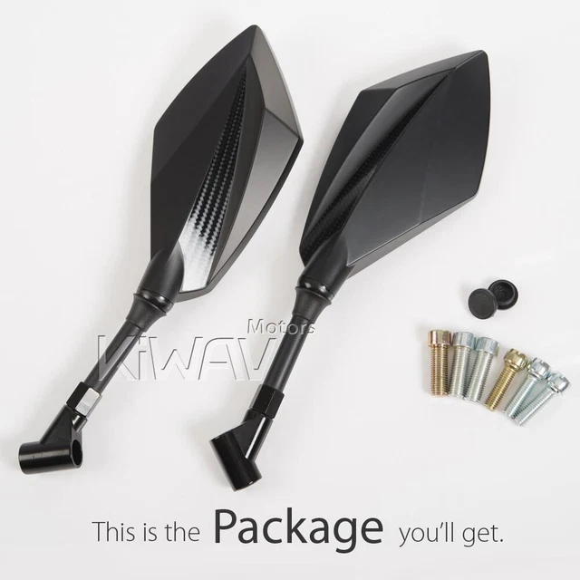 KiWAV rétroviserus noir DEUS style carbone universal 10mm 8mm pour Vespa scooter