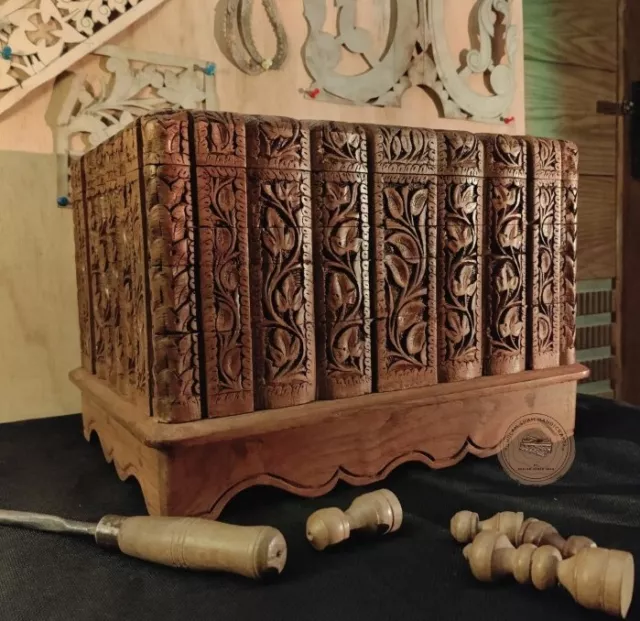 Antique wooden walnut jewellery Chest box