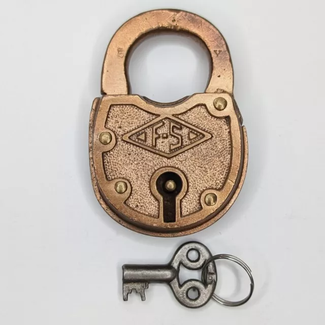 Vintage FRAIM-SLAYMAKER Brass Padlock With Key