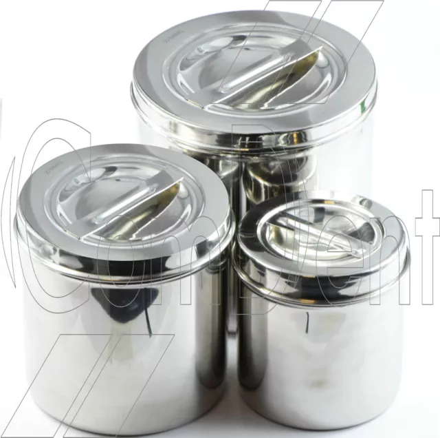 Stainless Steel Surgical Dressing Cotton Jar With Lid  Vet Surgical Jar C E New