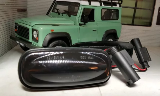 Land Rover Defender TD5 TDCI LED Dynamic Sweep Smoked Wing Repeater Indicators