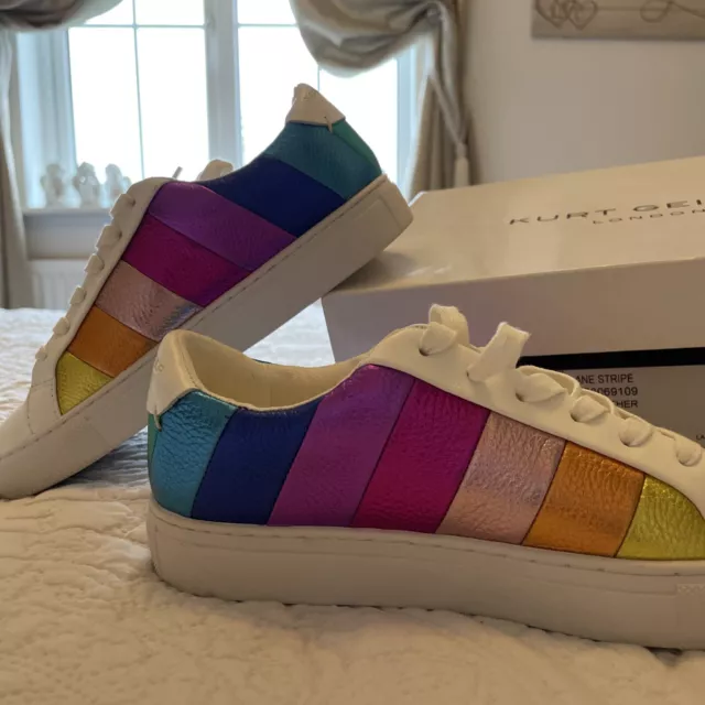 KURT GEIGER LANE Stripe Rainbow Trainers Size 4 BNIB RRP 149 on website now 100.00 PicClick UK