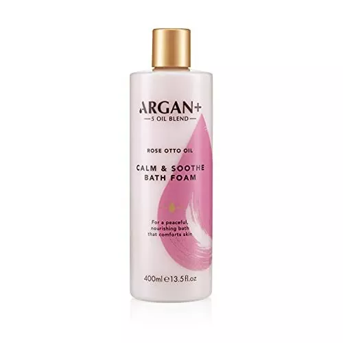 Argan+ Calm & Soothe Bath Foam Rose Otto Oil Vegan Bubble Bath 400ml