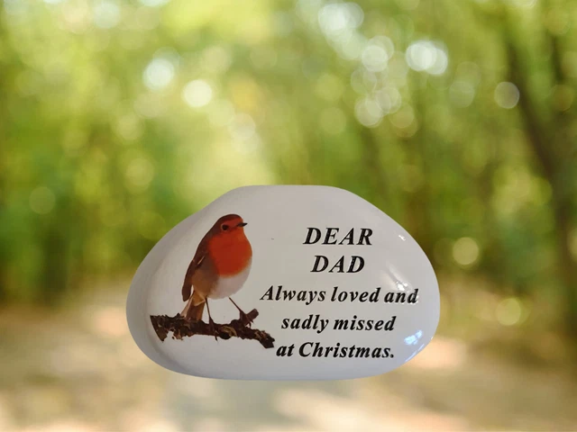 Dad Robin Stone Grave Decoration In Memory Loss Bereavement Christmas Home Decor