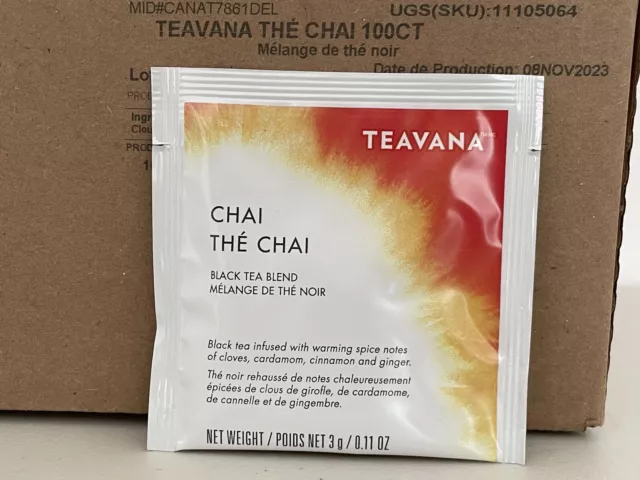 Starbucks Teavana Chai Tea Bags | Box of 100 Sachets | BB: November 2025