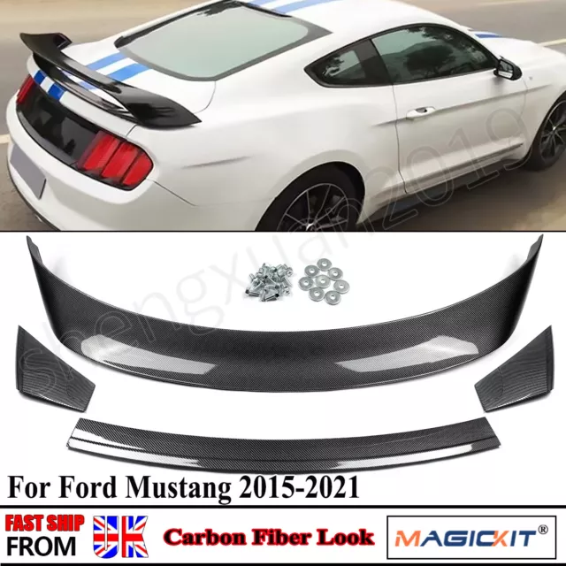 GT350 GT350R Style Rear Carbon Look Spoiler Wing For 2015-2023 Ford Mustang 4pcs