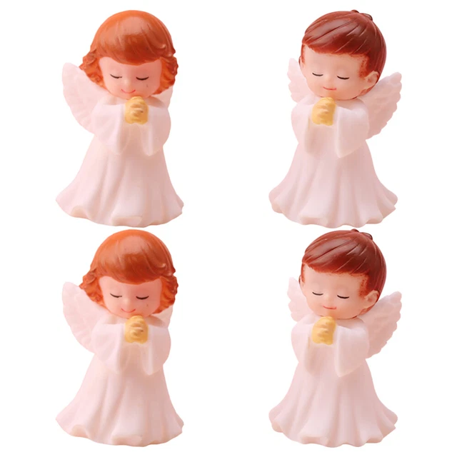 4 Pcs Little Statue Praying Angel Terrarium Decor Cake Ornament Wings