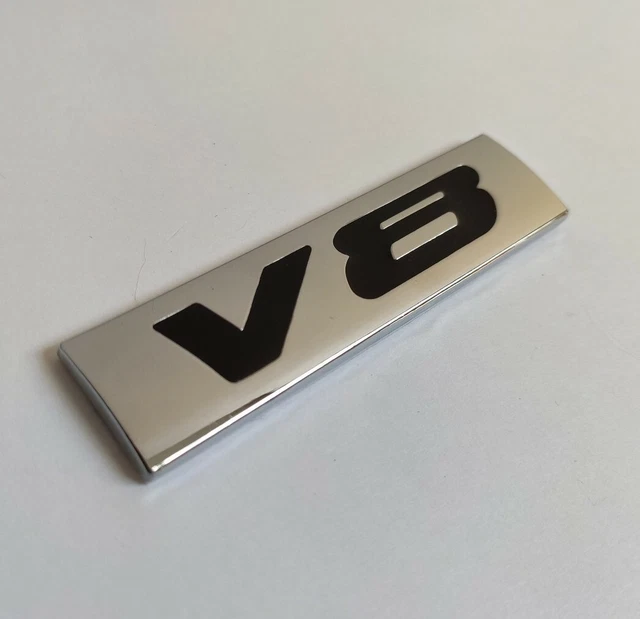 Insigne Décoratif V8 En Métal Pour Voiture - Finition Mate - À Coller Sur Aile, Capot Ou Coffre